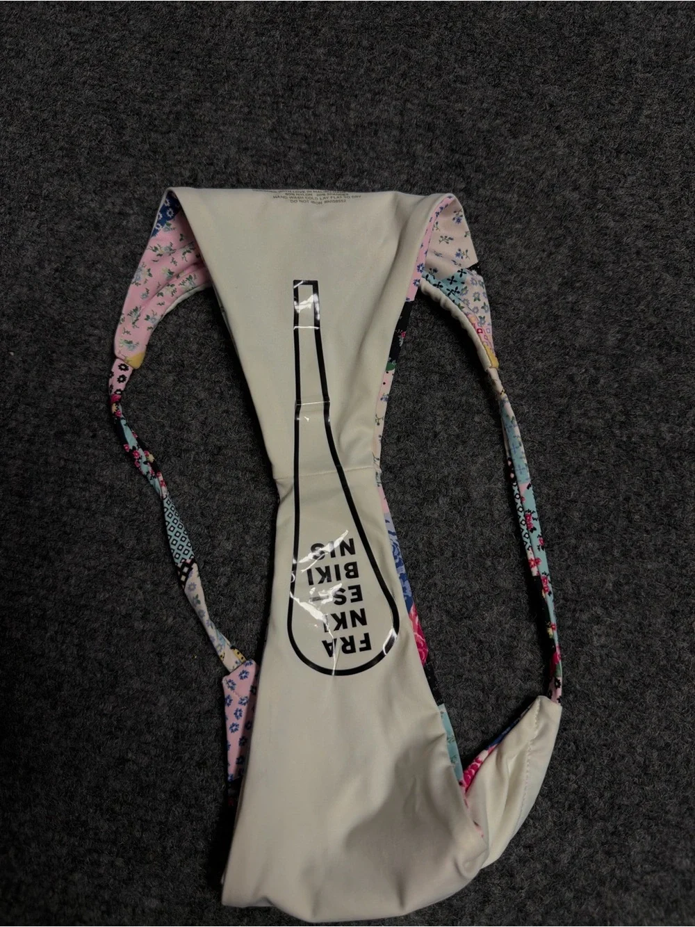 Frankies Patchwork Triangle Thong Bikini Bottom - Multi Floral Print